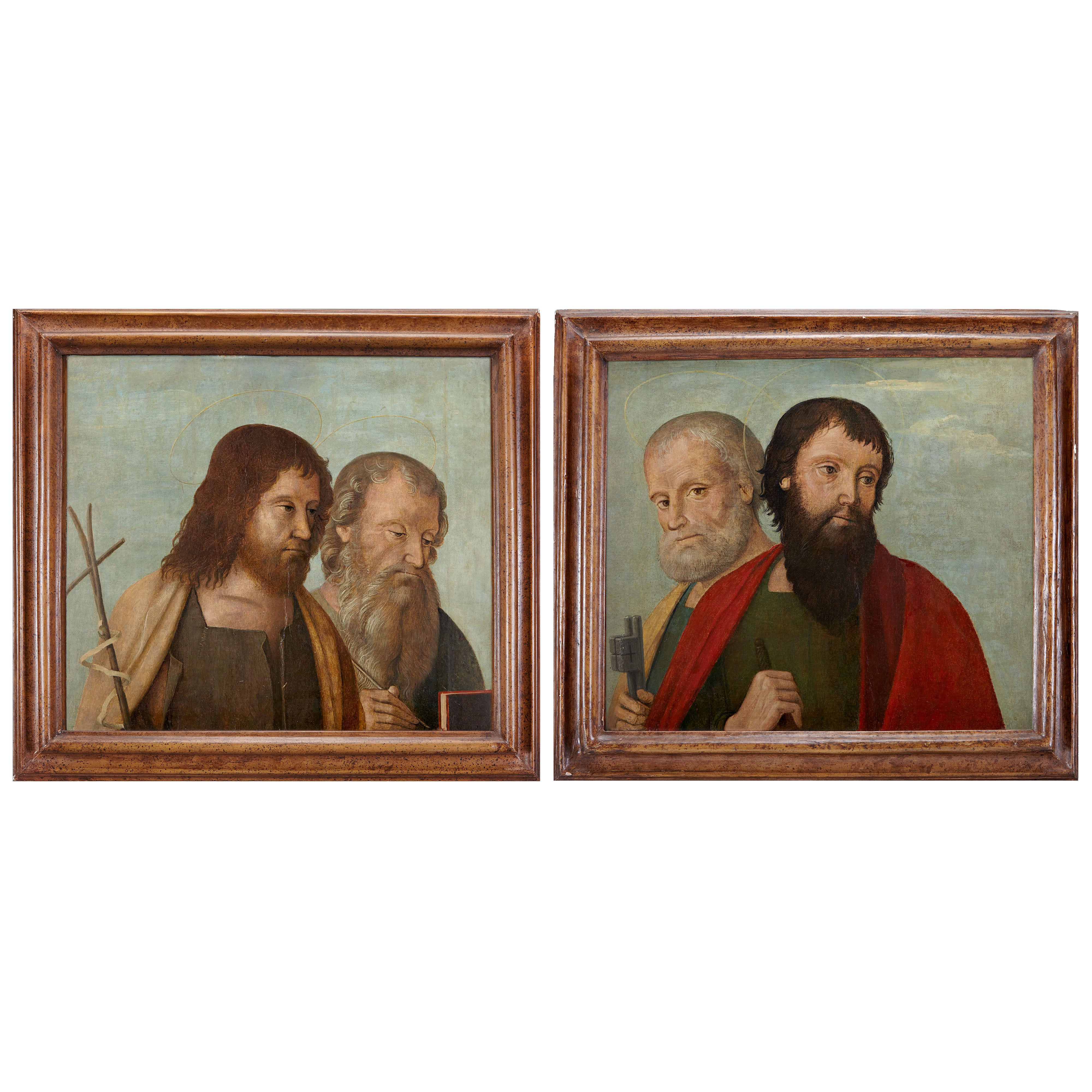 Pair of 16th century Venetian Renaissance oil panel paintings curated by Le Historique