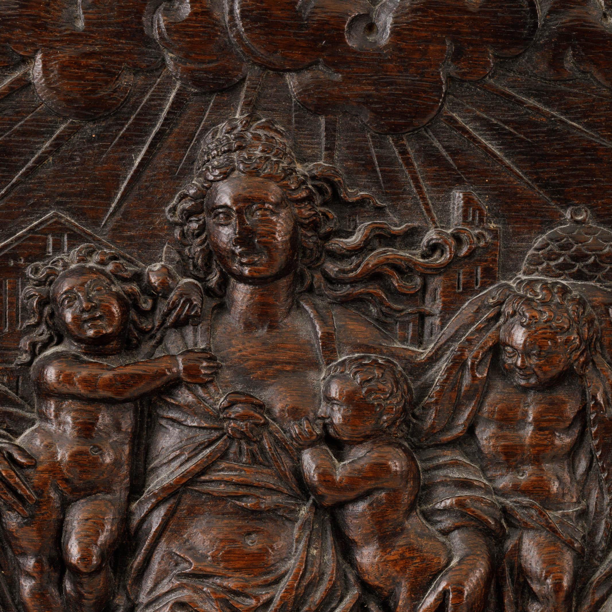 17th century oak wood relief from a fine antiques dealer in Loudoun County