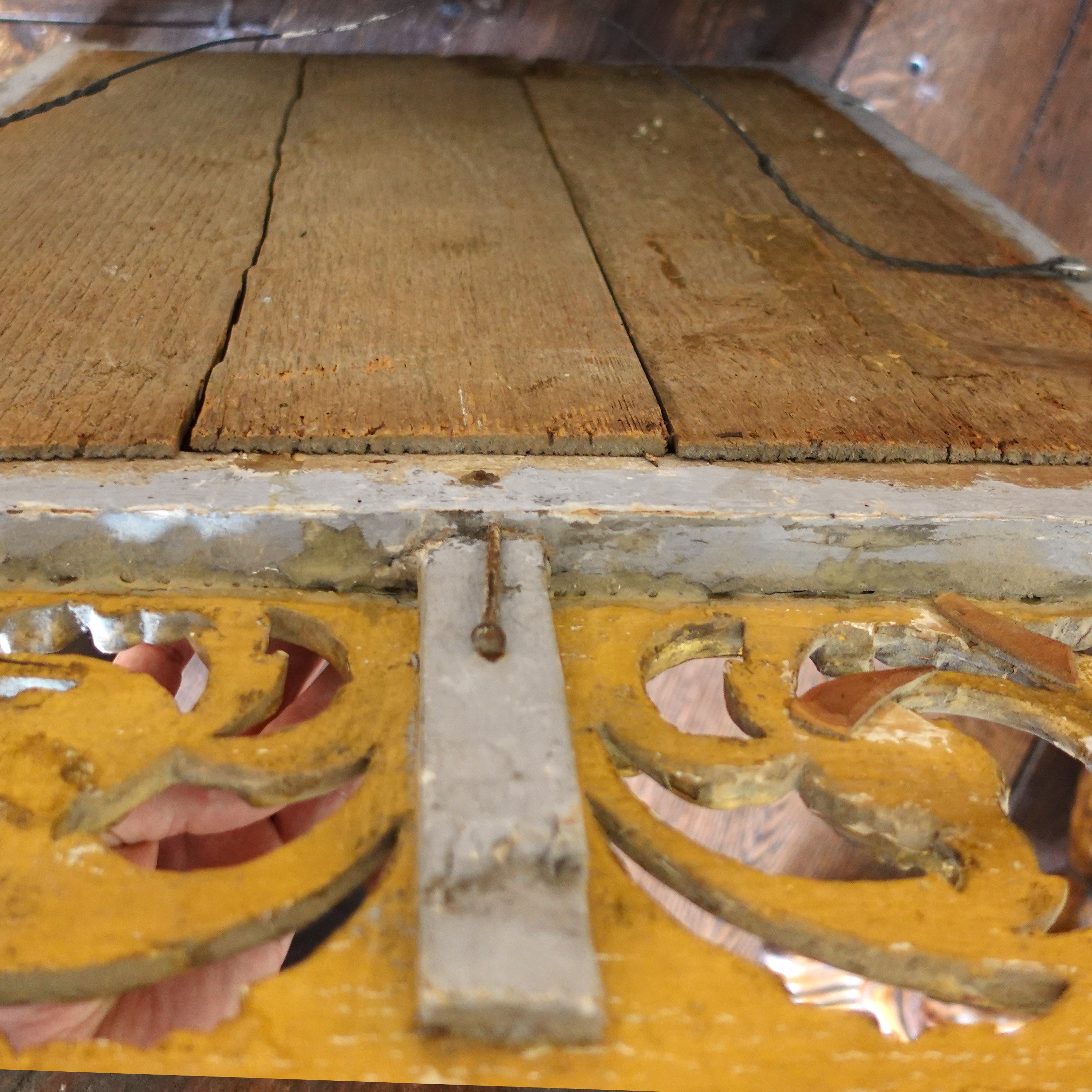 Original wood backing and construction of 19th Century Swedish rectangular mirror