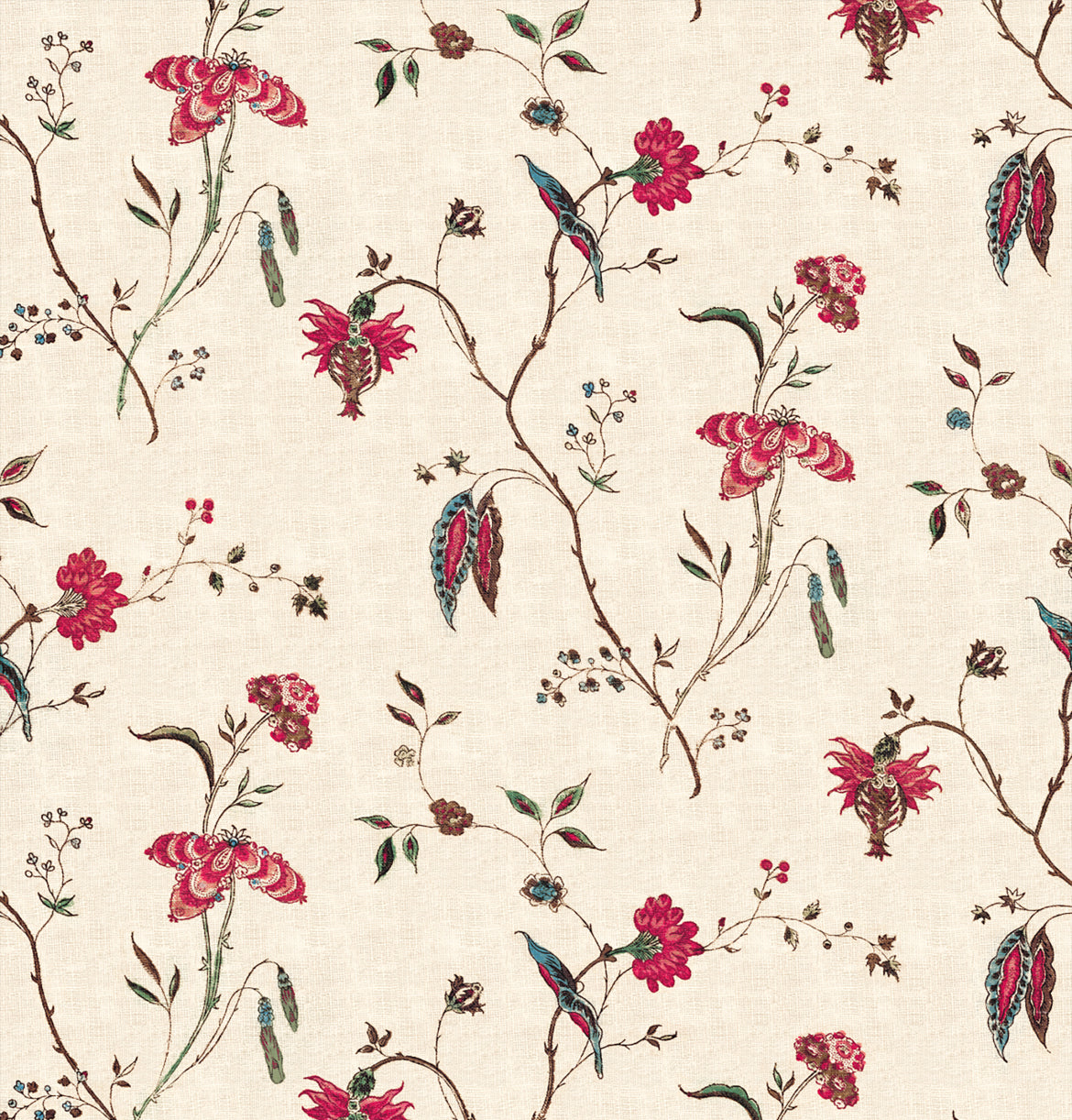 PAIR OF LARGE 16 x 24 LINEN PILLOW CUSHIONS - COROMANDEL PATTERN - DESIGNED AND MADE IN PARIS BY ANTOINETTE POISSON