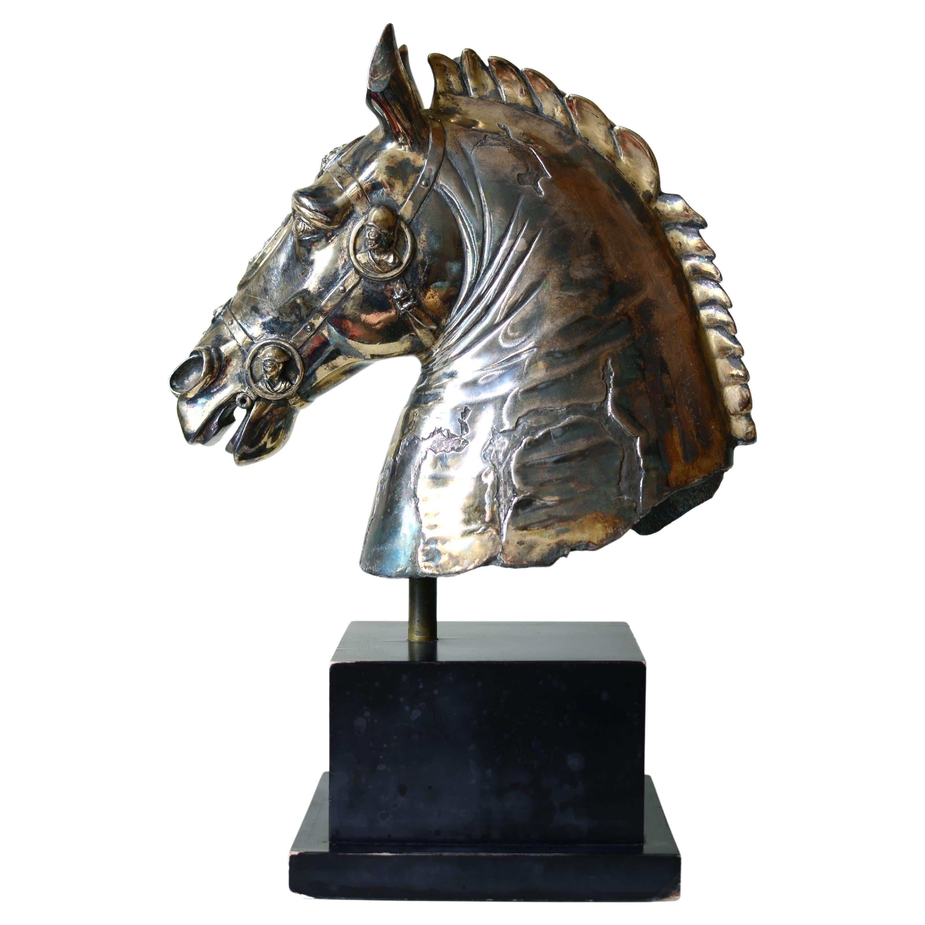 A Vintage Silver-Plated Equestrian Bust After Classical Antiquity