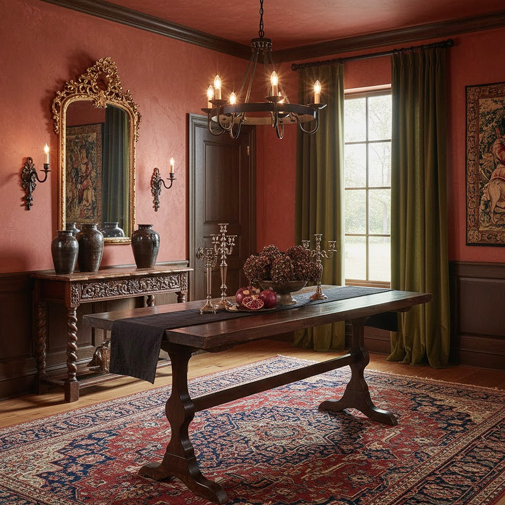 Old World castlecore medieval inspired interior