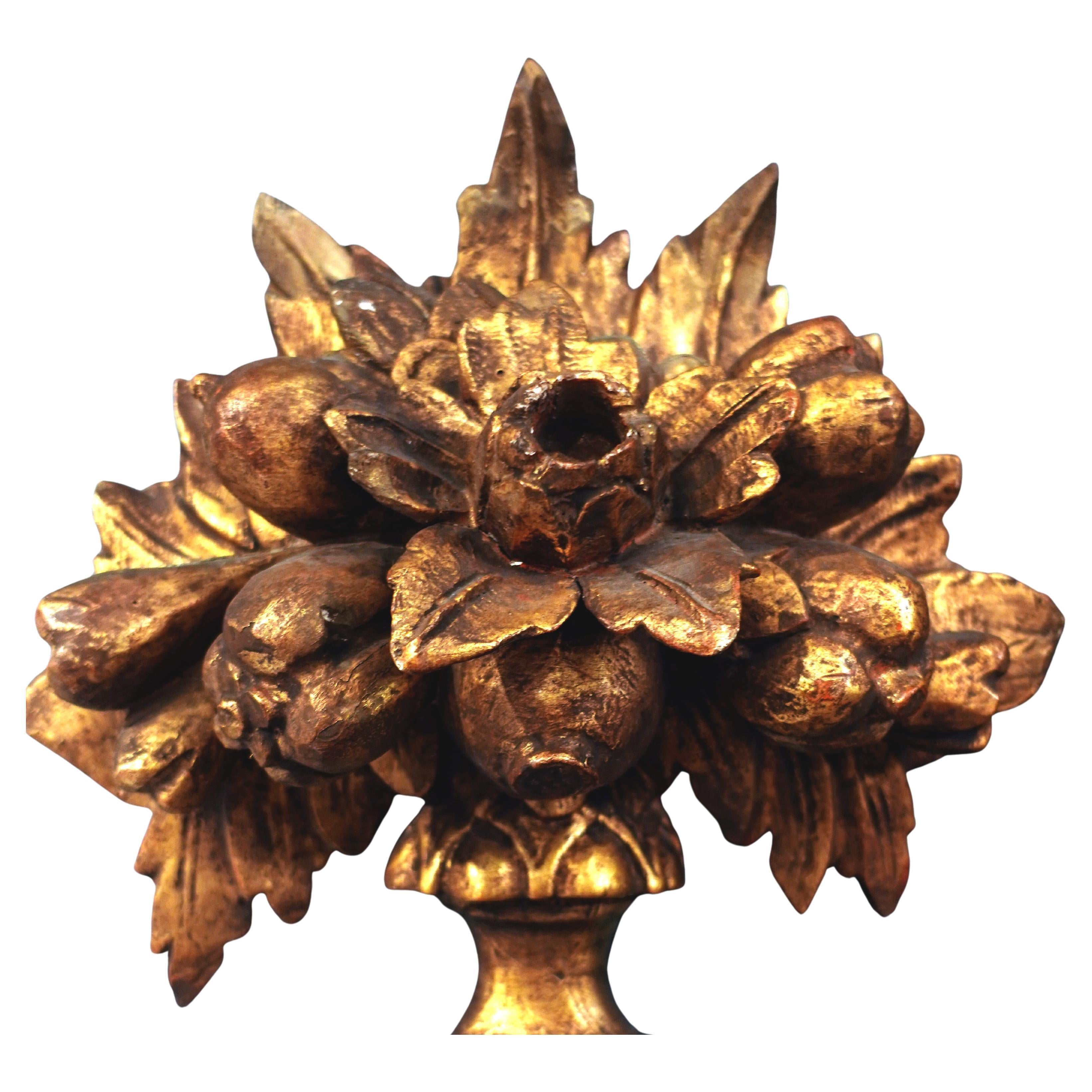 Pair of Hand-Carved Two-Tiered Early 20th Century Italian Florentine Giltwood Wall Sconces