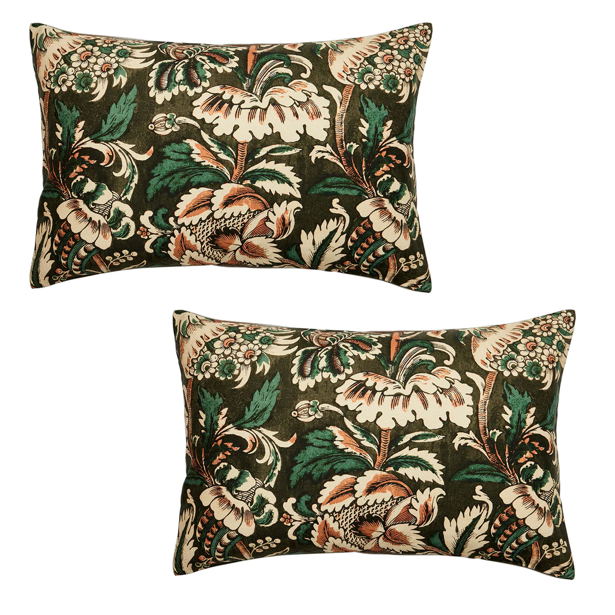 Pair of Antoinette Poisson Grand Pavots Linen Pillow Pair - Style 59A