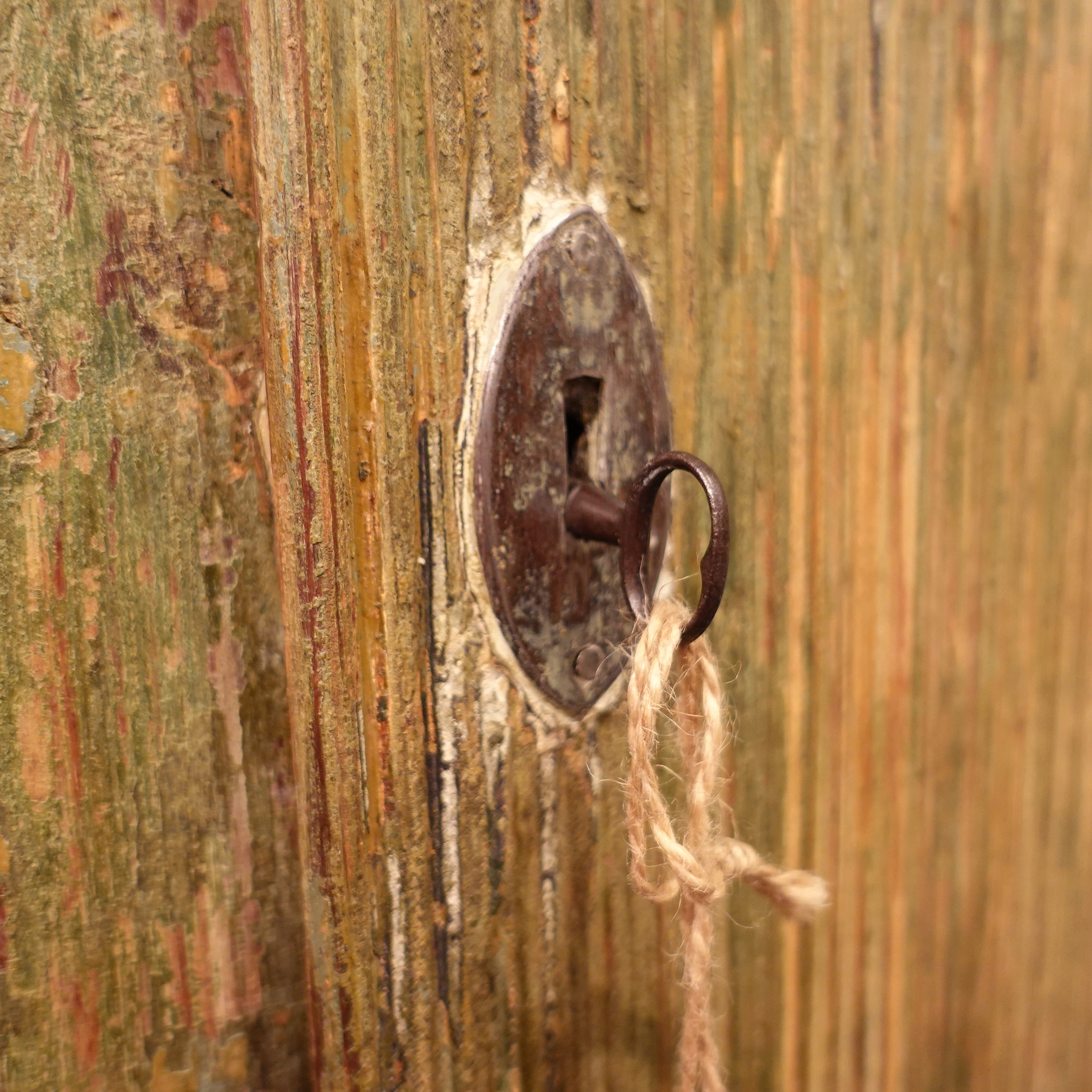 Original iron key and lock for 19th century Swedish longcase clock