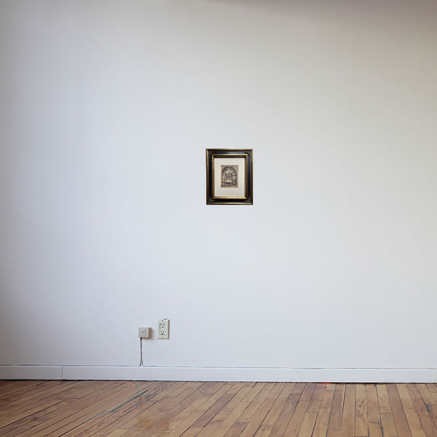 Old Master Print after Albrecht Durer set in an empty gallery room,