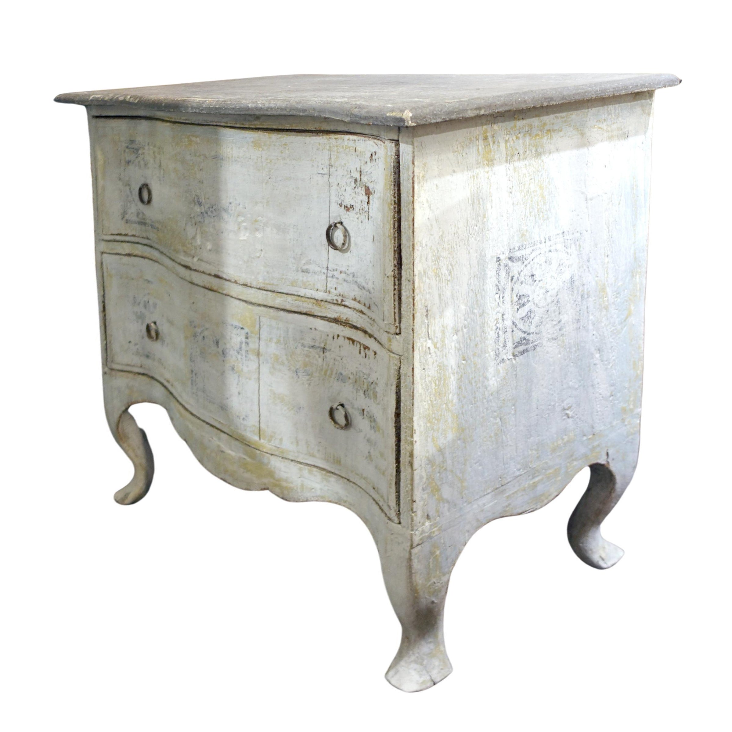 18th Century Florentine Italian Serpentine Bedside Commodes with Distressed Patina by Le Historique