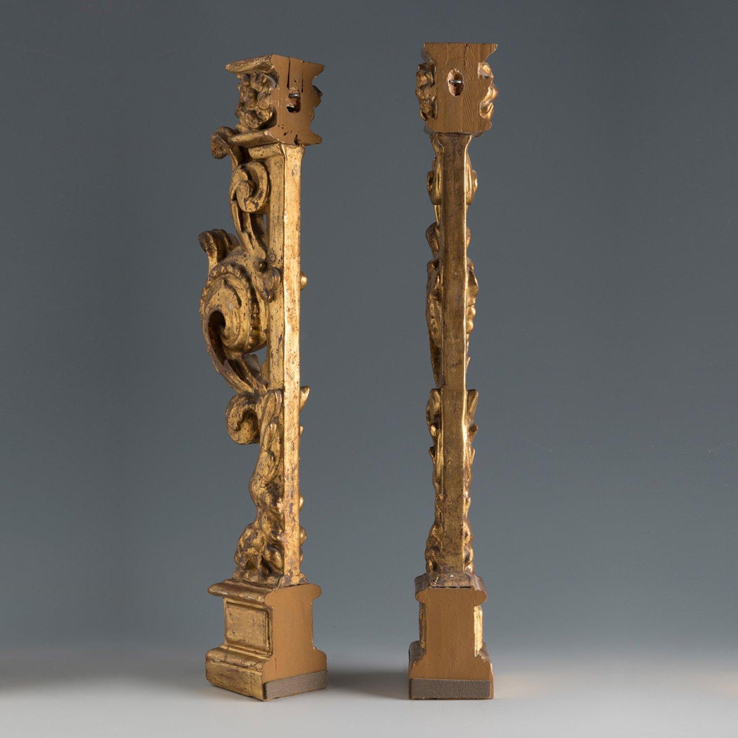 Spanish Baroque Hand-Carved Giltwood Architectural Fragments with Lion’s Paw Detail