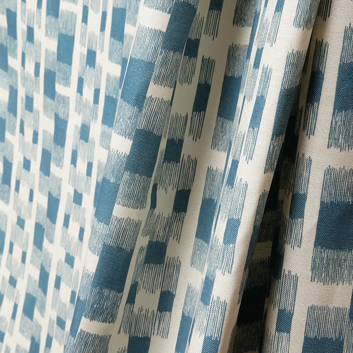 Close-up of blue and white checkered fabric