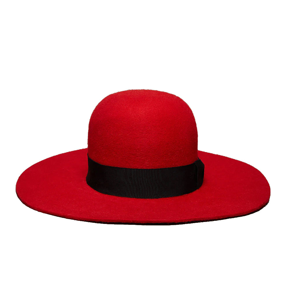 Beautiful red felt horse racing event hat