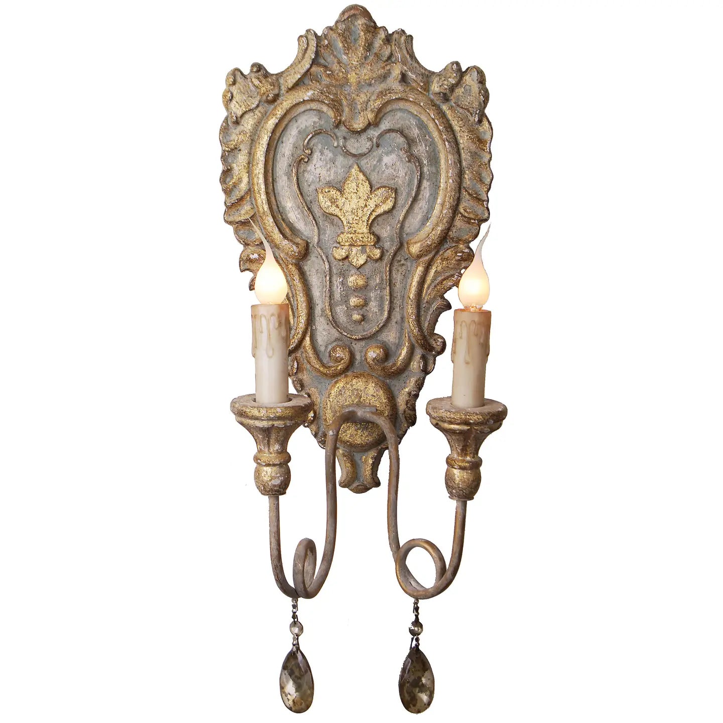Provence Home Traditional Style Antique Reproduction Fleur-de-Lys Motif Sconce