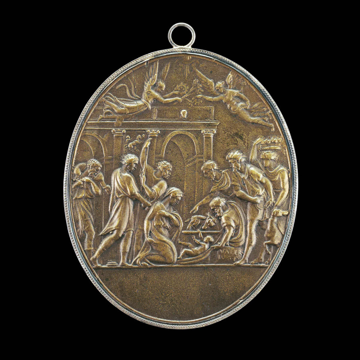 Bronze Renaissance plaquette of the Adoration of the Shepherds by Valerio Belli