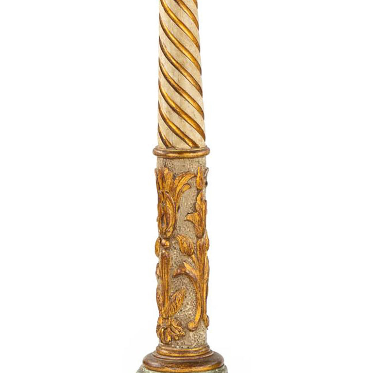 Hand painted and carved Italian vintage antique candlestick floor lamp