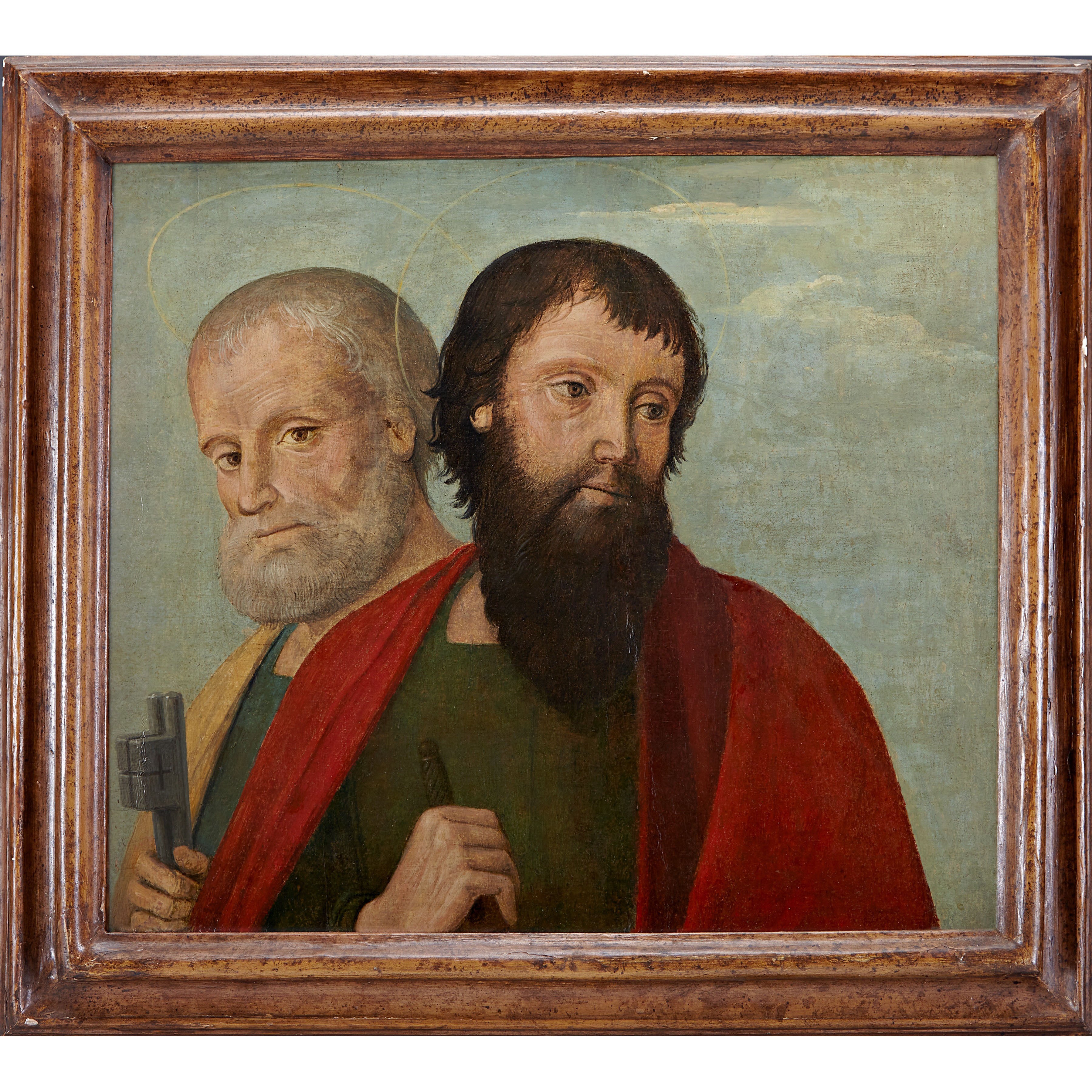 16th century Italian Renaissance painting of Saints Peter and Paul attributed to Girolamo da Santacroce