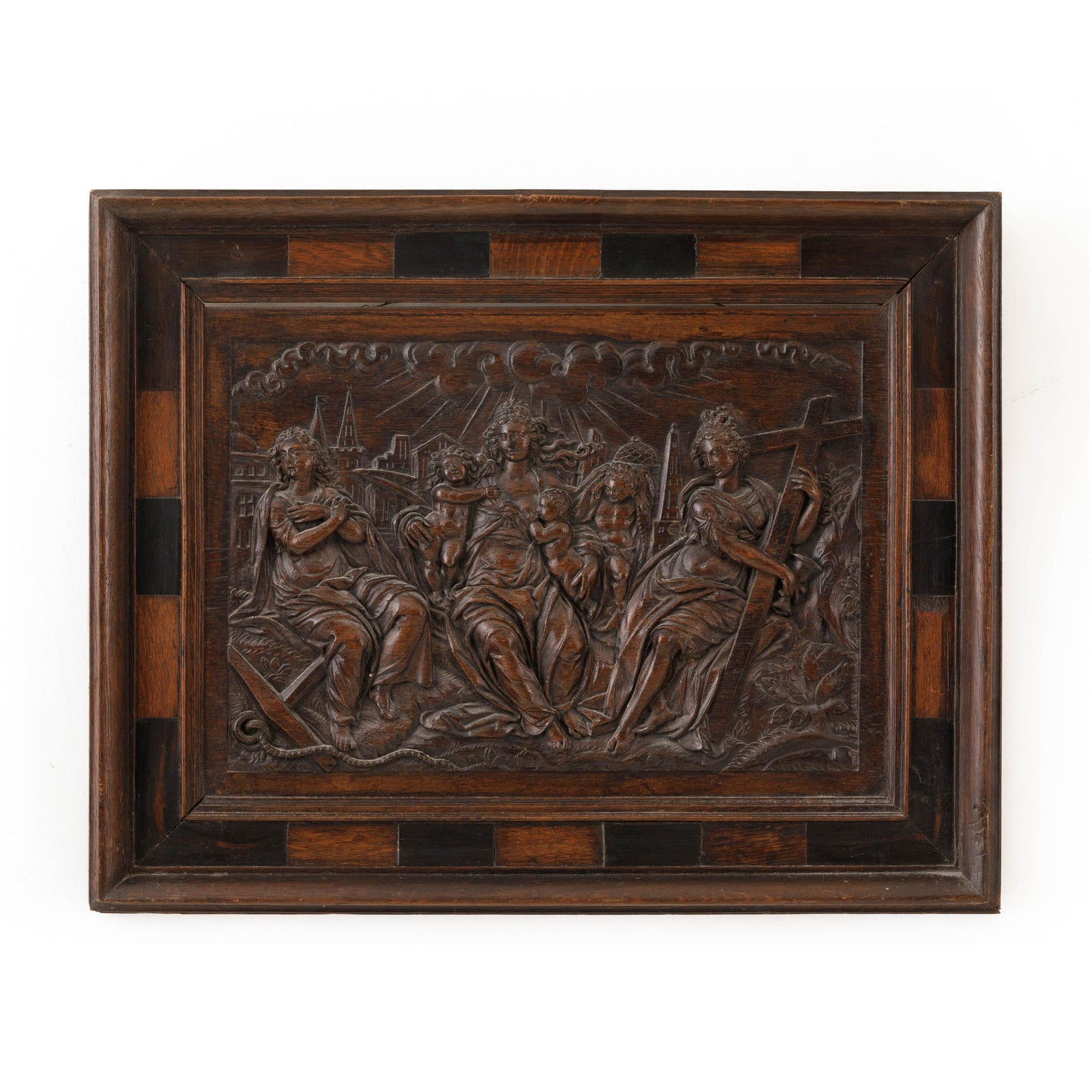 17th century oak wood relief from a fine antiques dealer in Loudoun County
