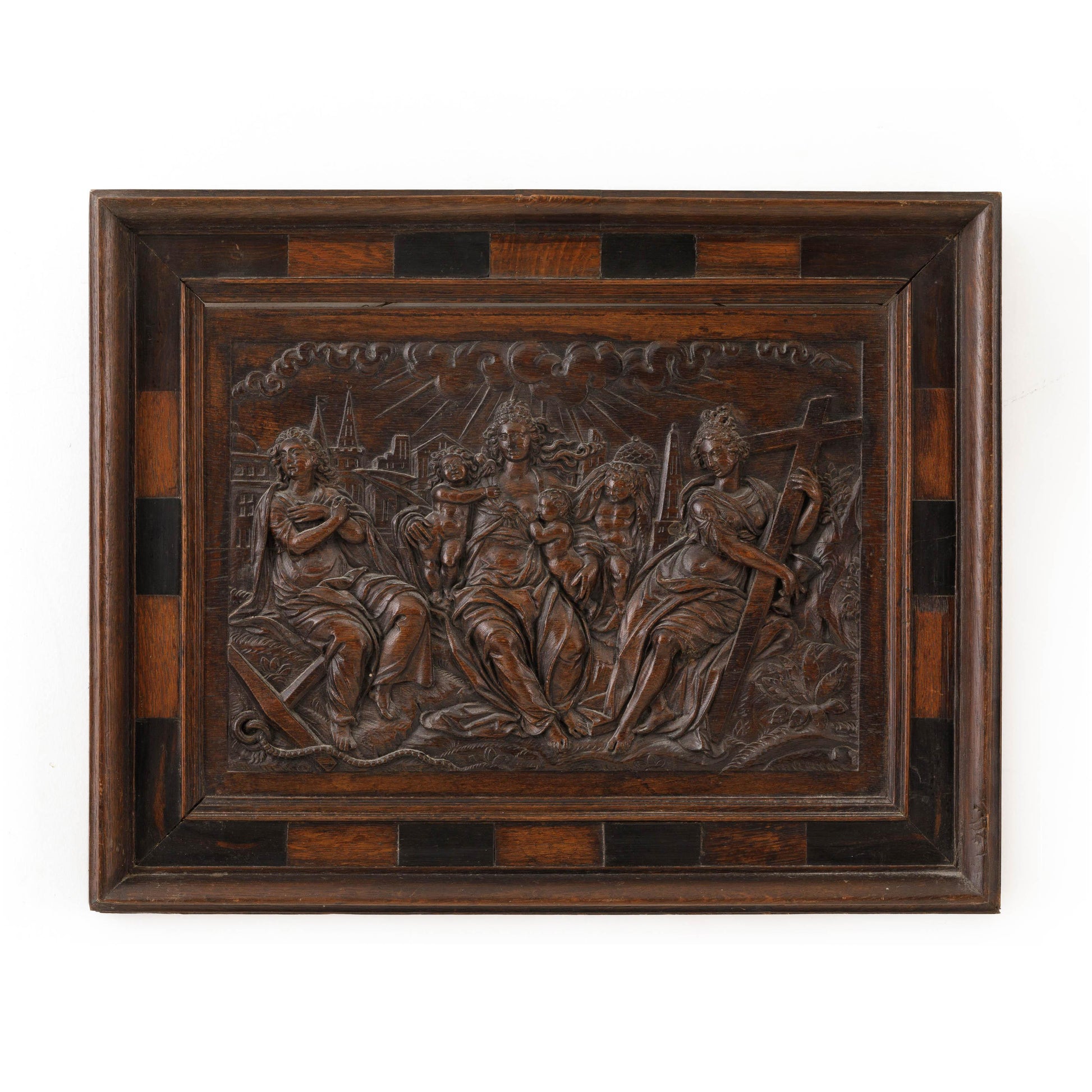 17th century oak wood relief from a fine antiques dealer in Loudoun County