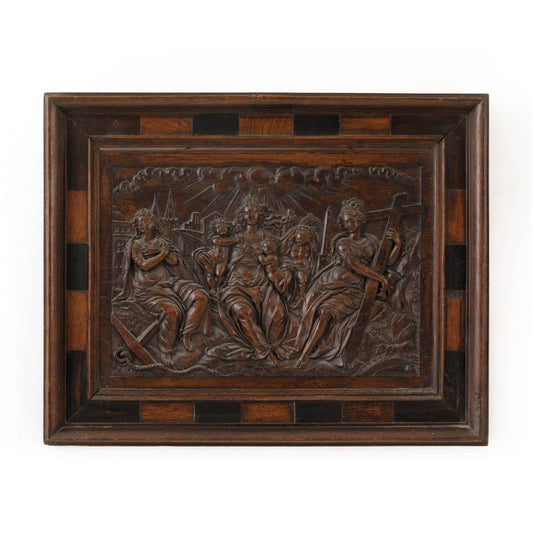 17th century oak wood relief from a fine antiques dealer in Loudoun County