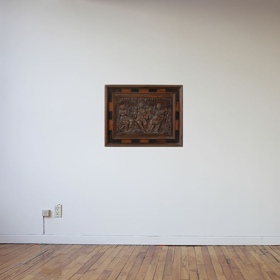 17th century oak wood relief from a fine antiques dealer in Loudoun County