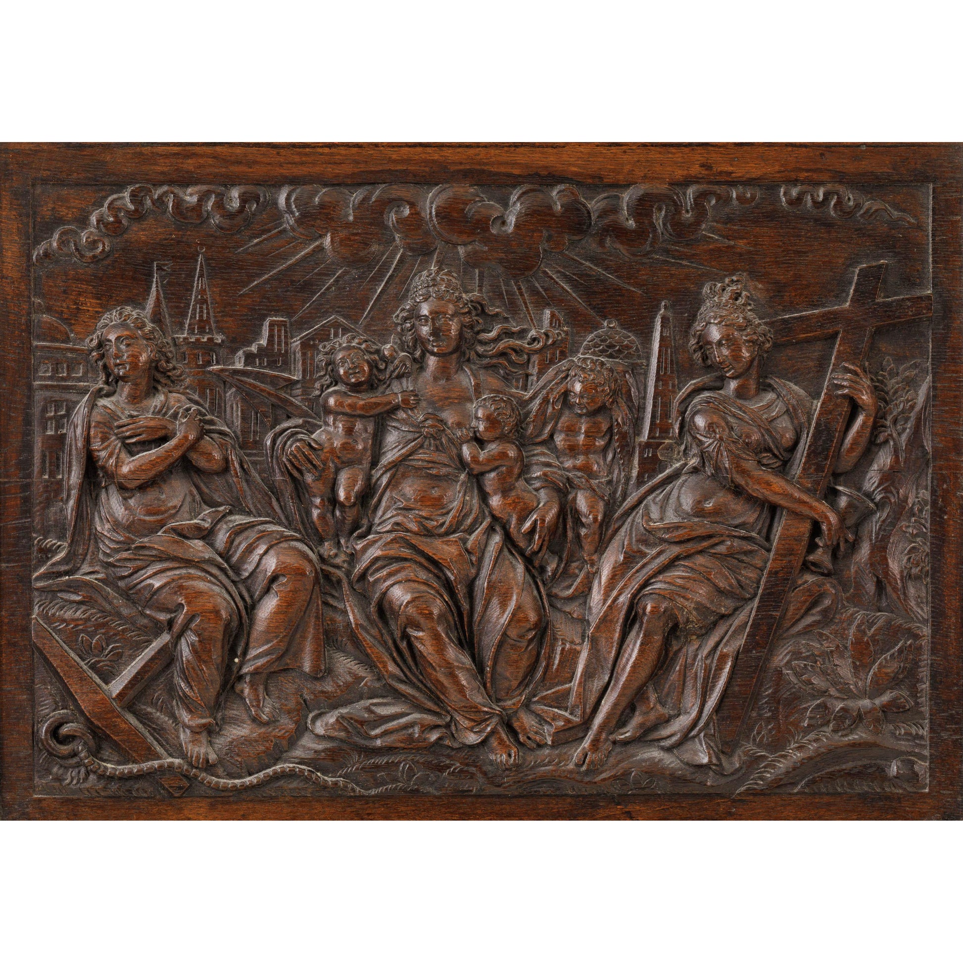 17th century oak wood relief from a fine antiques dealer in Loudoun County