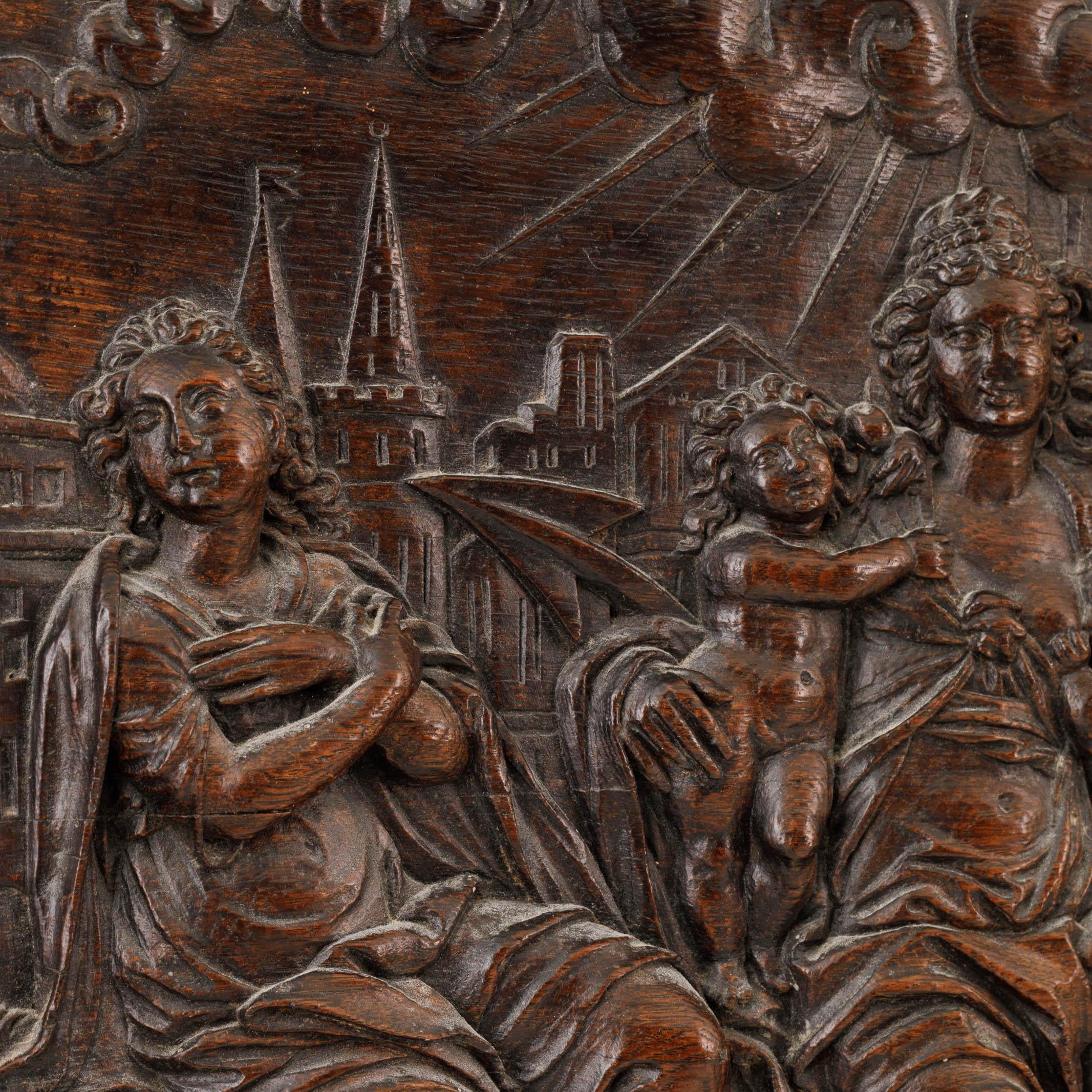 17th century oak wood relief from a fine antiques dealer in Loudoun County