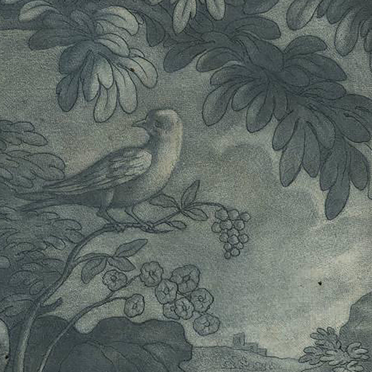 Early 18th century Mezzotint of a nature scene with a rabbit lizard bird and butterfly