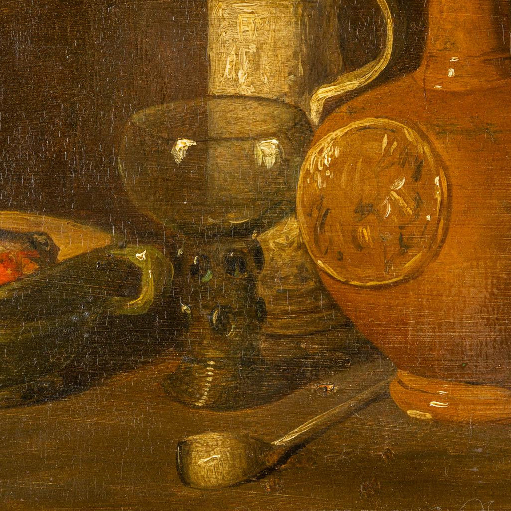 Close up of craquelure on 18th century Dutch oil panel