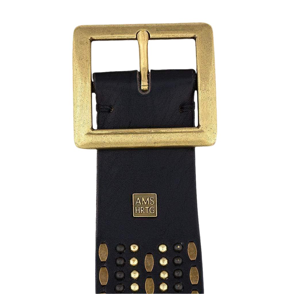 BLACK STUDDED LEATHER BELT - DAYA STYLE BY AMSTERDAM HERITAGE