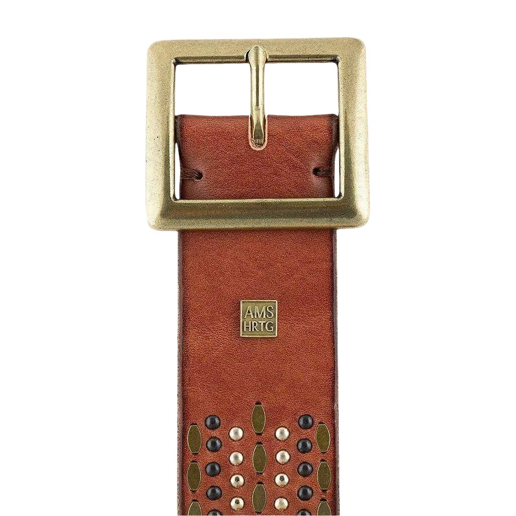 COGNAC STUDDED LEATHER BELT - DAYA STYLE BY AMSTERDAM HERITAGE