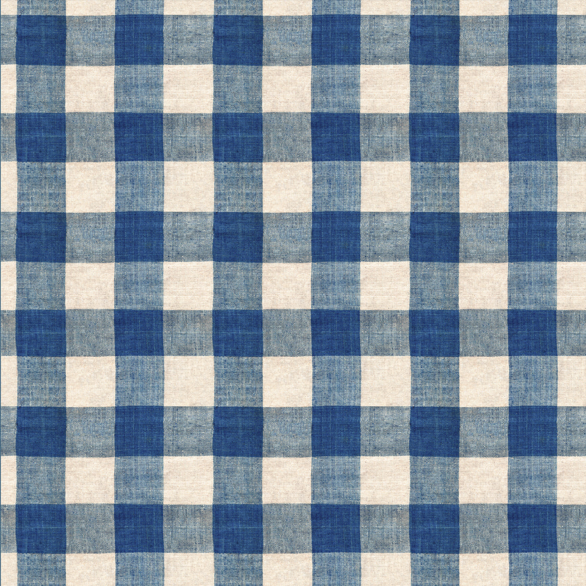 PAIR OF LARGE 16 x 24 LINEN PILLOW CUSHIONS - CARREAUX INDIGO PATTERN - DESIGNED AND MADE IN PARIS BY ANTOINETTE POISSON