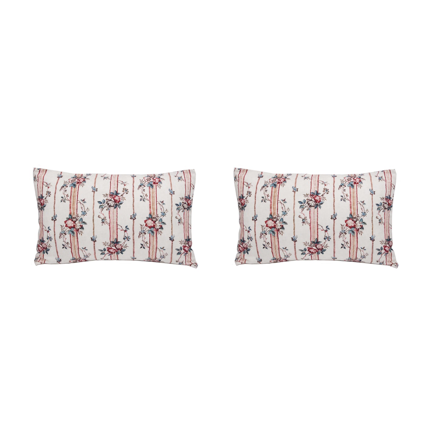 PAIR OF LARGE 16 x 24 LINEN PILLOW CUSHIONS - RAYURES PROVENCAL PATTERN - DESIGNED AND MADE IN PARIS BY ANTOINETTE POISSON