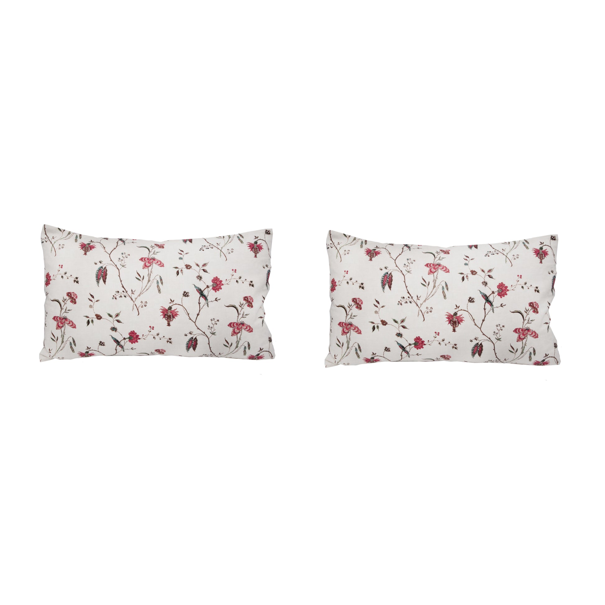 PAIR OF LARGE 16 x 24 LINEN PILLOW CUSHIONS - COROMANDEL PATTERN - DESIGNED AND MADE IN PARIS BY ANTOINETTE POISSON
