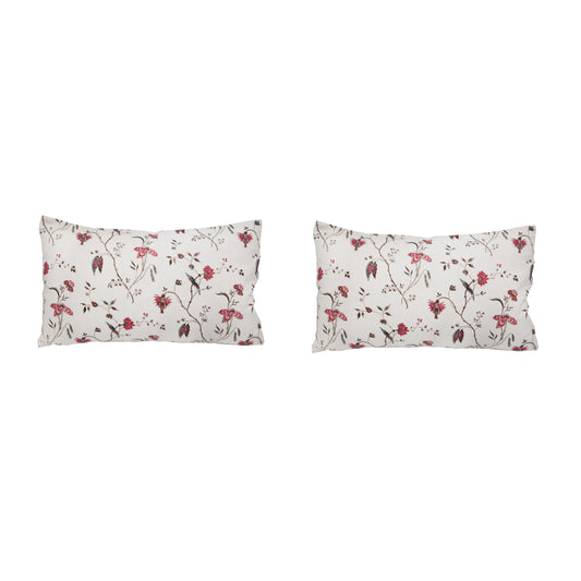 PAIR OF LARGE 16 x 24 LINEN PILLOW CUSHIONS - COROMANDEL PATTERN - DESIGNED AND MADE IN PARIS BY ANTOINETTE POISSON