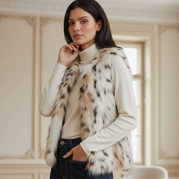 Boho faux fur fall and winter vest for sale