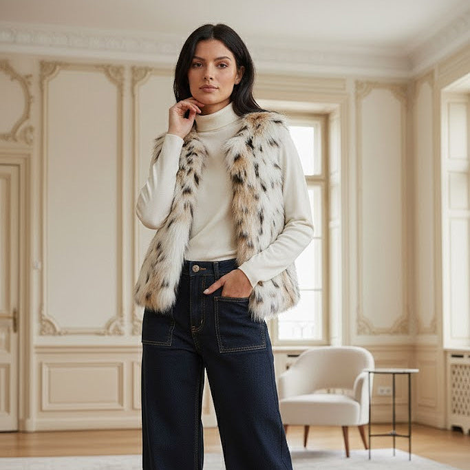 Boho faux fur fall and winter vest for sale