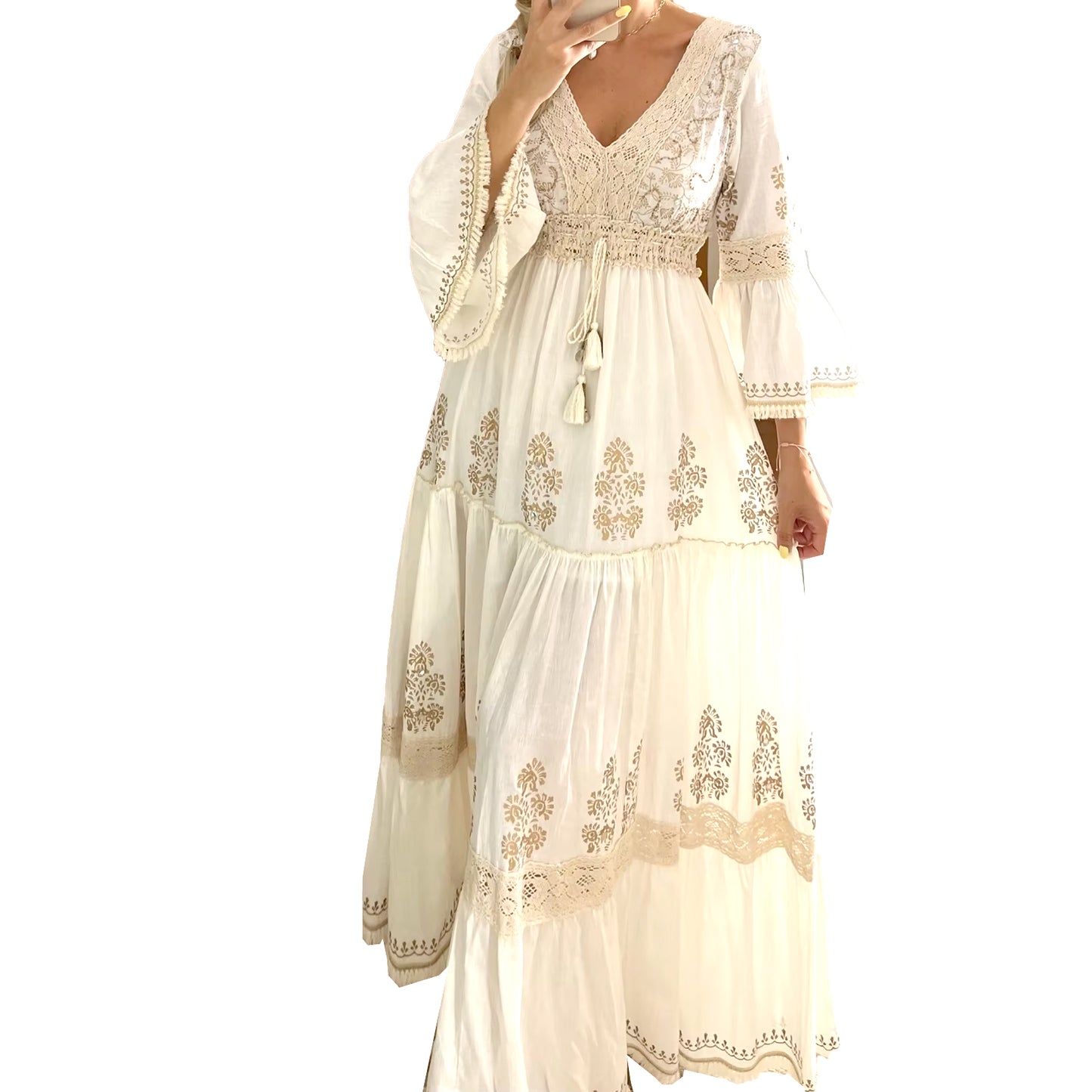 BEAUTIFUL BOHO SUMMER MAXI-DRESS IN SOFT FEMININE TONES