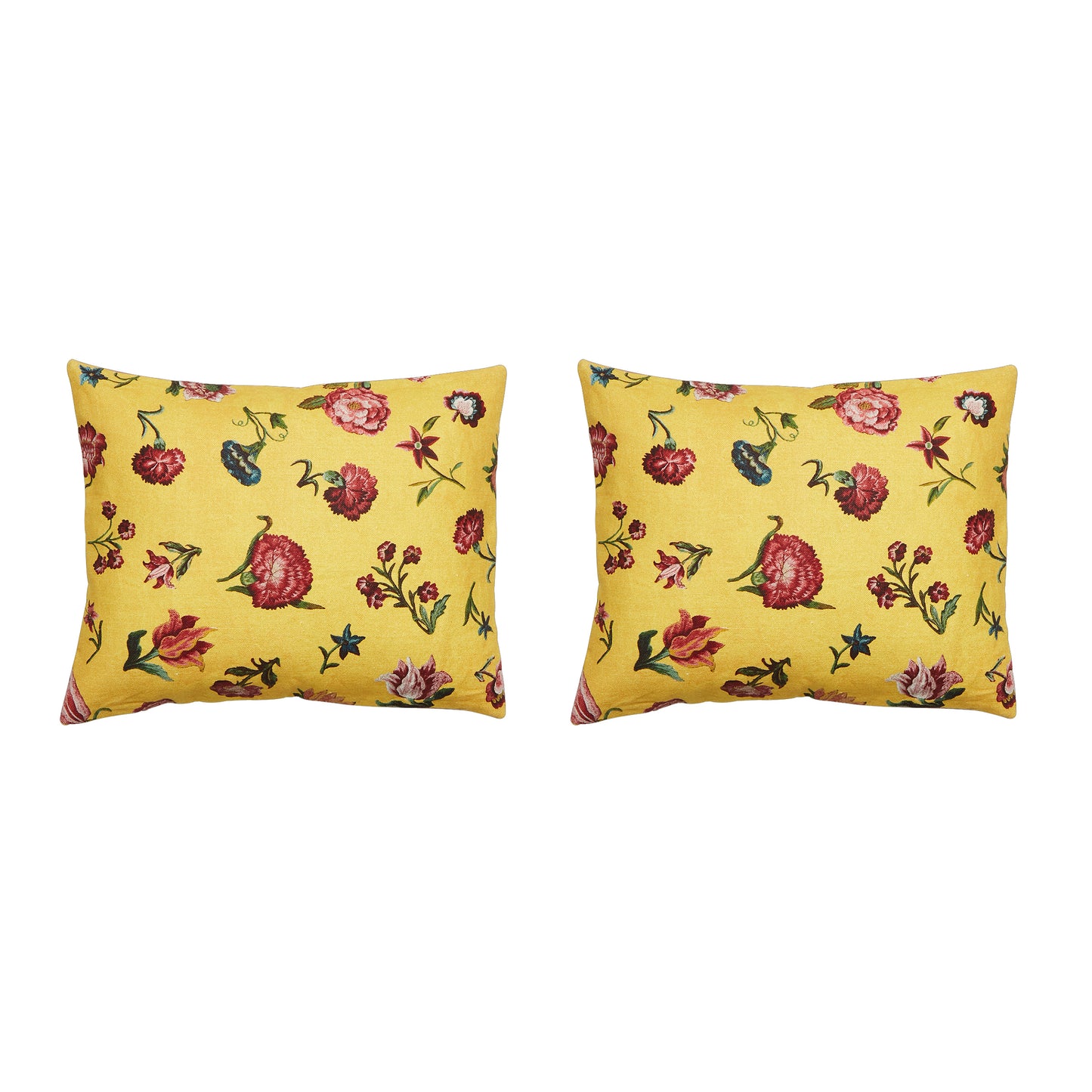 PAIR OF SMALL 12 x 16 LINEN PILLOW CUSHIONS - BIEN AIMEE PATTERN - DESIGNED AND MADE IN PARIS BY ANTOINETTE POISSON