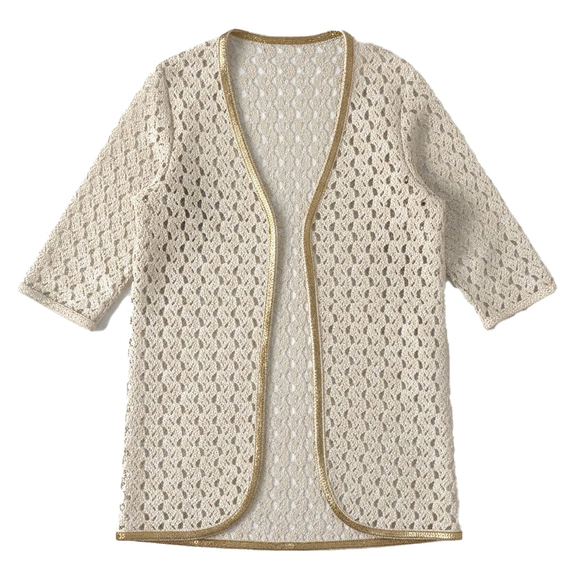Beige lace cardigan on a white background