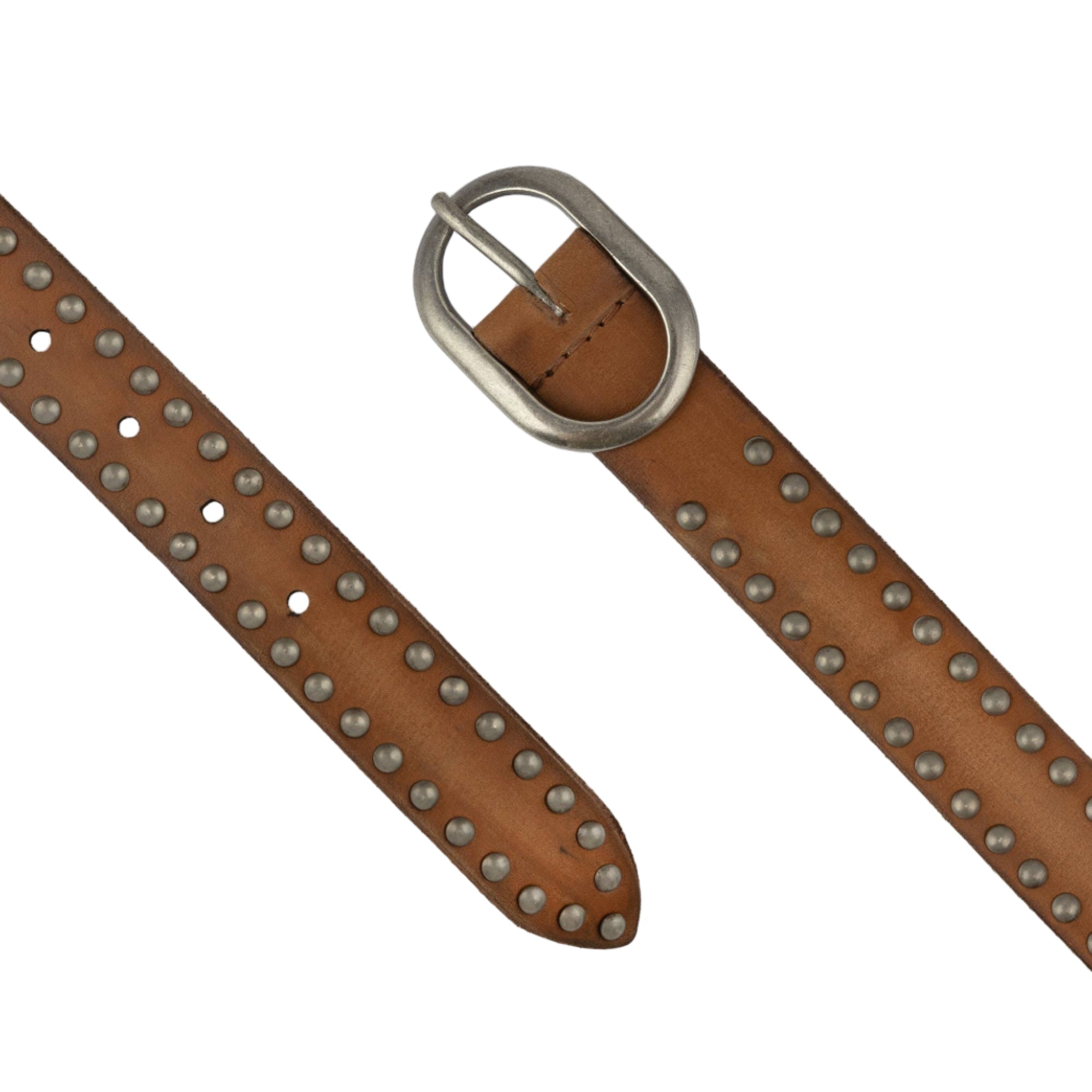 Cowgirl chic Brown leather belt with silver studs and buckle