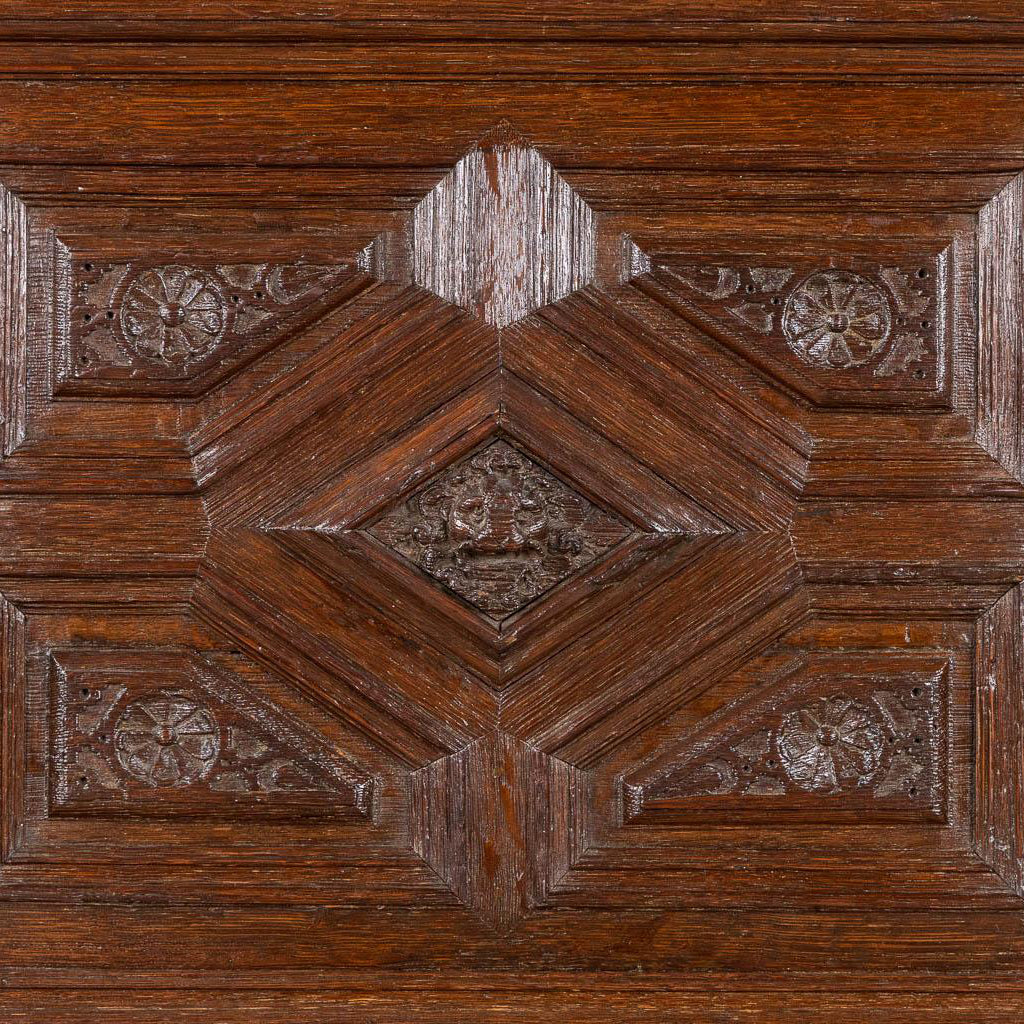 Detail of a Large scale 17th century Flemish oak cupboard for luxury estate interiors - Le Historique European Antiques