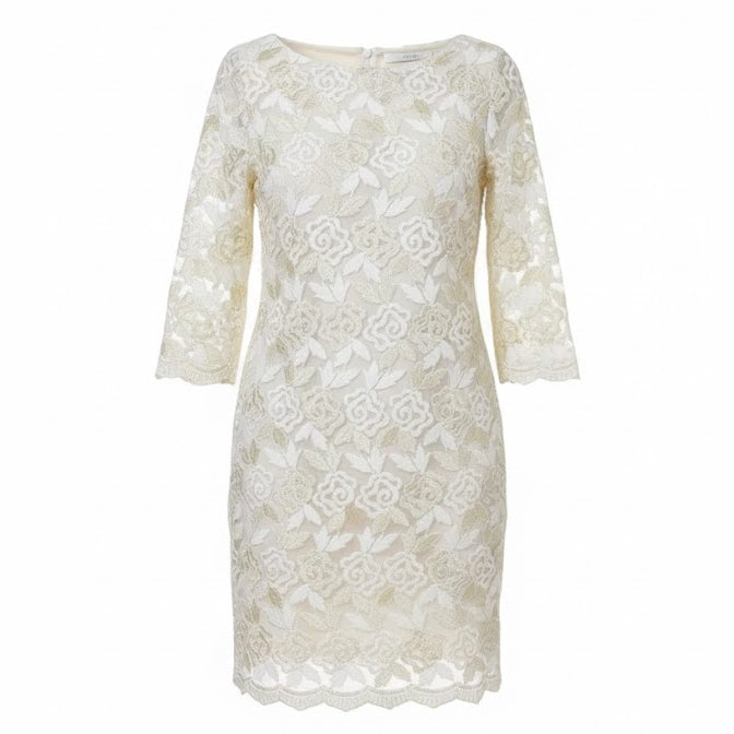 Elegant Two Tone Gold and Cream Lace Dress BY CHOKLATE PARIS