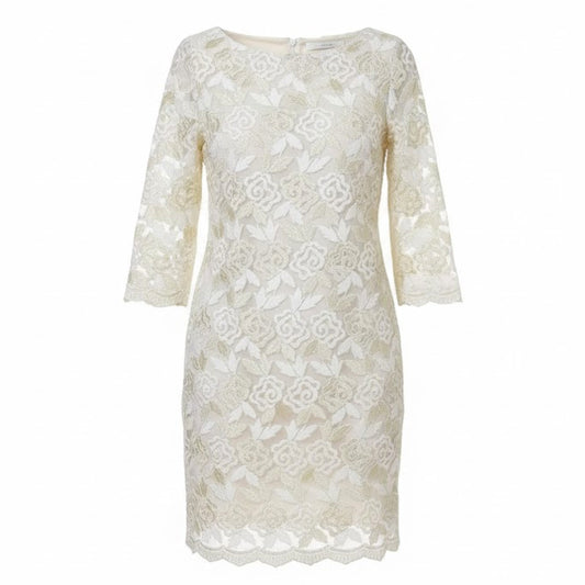 Elegant Two Tone Gold and Cream Lace Dress BY CHOKLATE PARIS