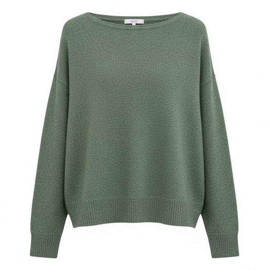 LIGHT GREEN ALPACA AND WOOL BOAT NECK SWEATER BY NAIS PARIS