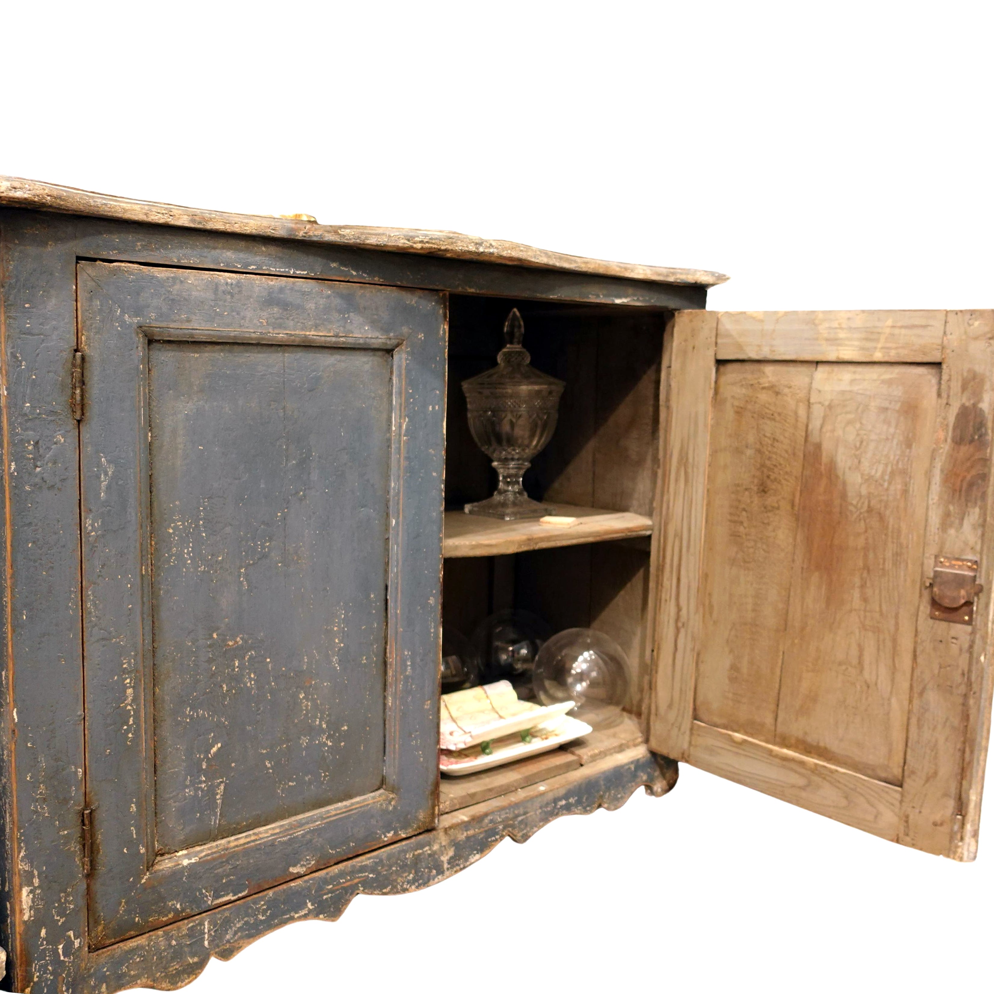 Interior of a Late 18th century Blue painted Italian Tuscan Cabinet