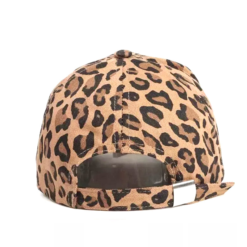 Medium brown leopard print women's baseball cap