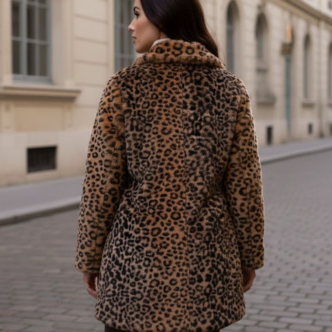 Leopard print faux fur fall or winter jacket by Choklate Paris