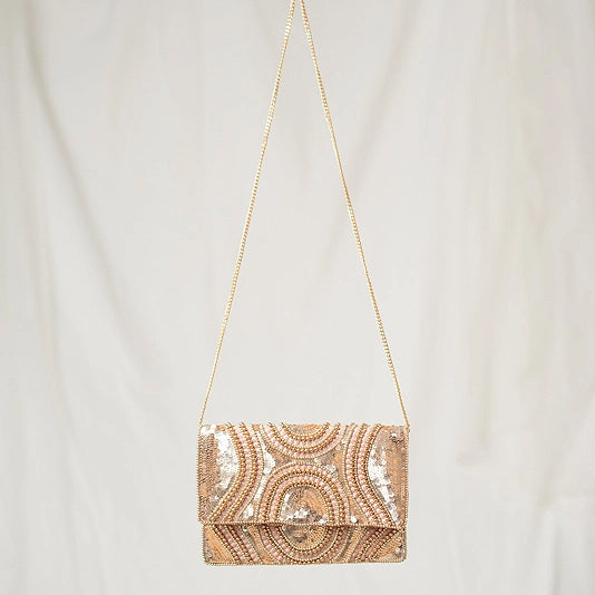 Lula Natura Boho sequin clutch designed in Spain and available in the USA