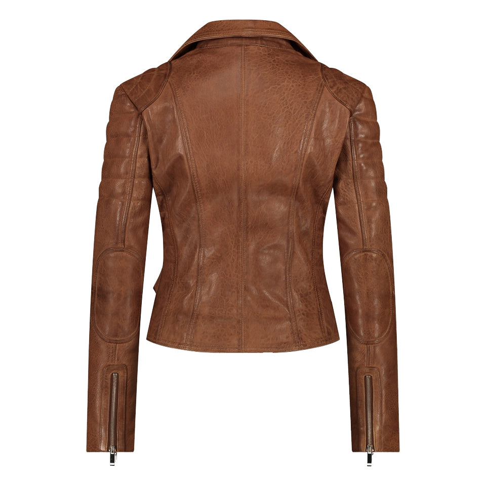MUNROE COGNAC WOMENS LEATHER JACKET BY AMSTERDAM HERITAGE