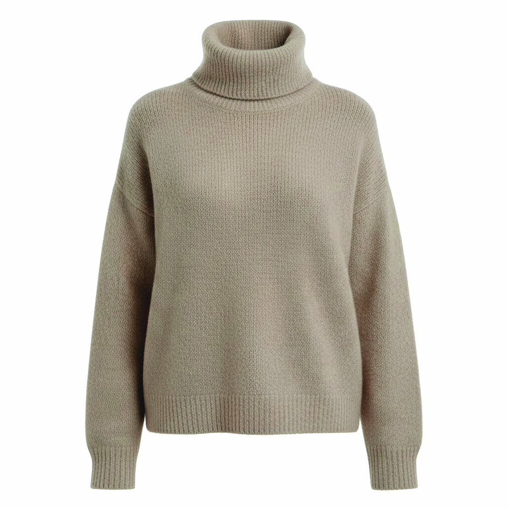BEIGE SUPERFINE ALPACA TURTLENECK SWEATER BY NAIS PARIS