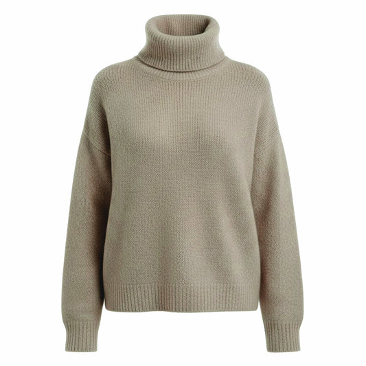 BEIGE SUPERFINE ALPACA TURTLENECK SWEATER BY NAIS PARIS
