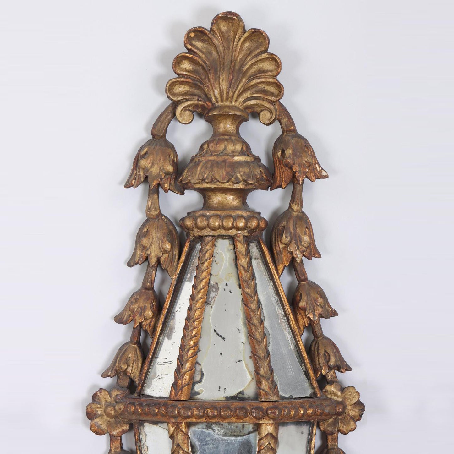 Pair of Italian Carved Giltwood Girandole Wall Sconce Mirrors circa 1800